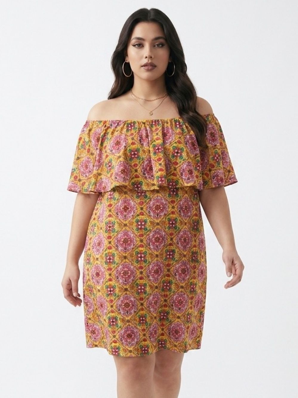 JUDITH MARCH | Floral Strapless Dress in Yellow and Pink Women’s Size Medium
